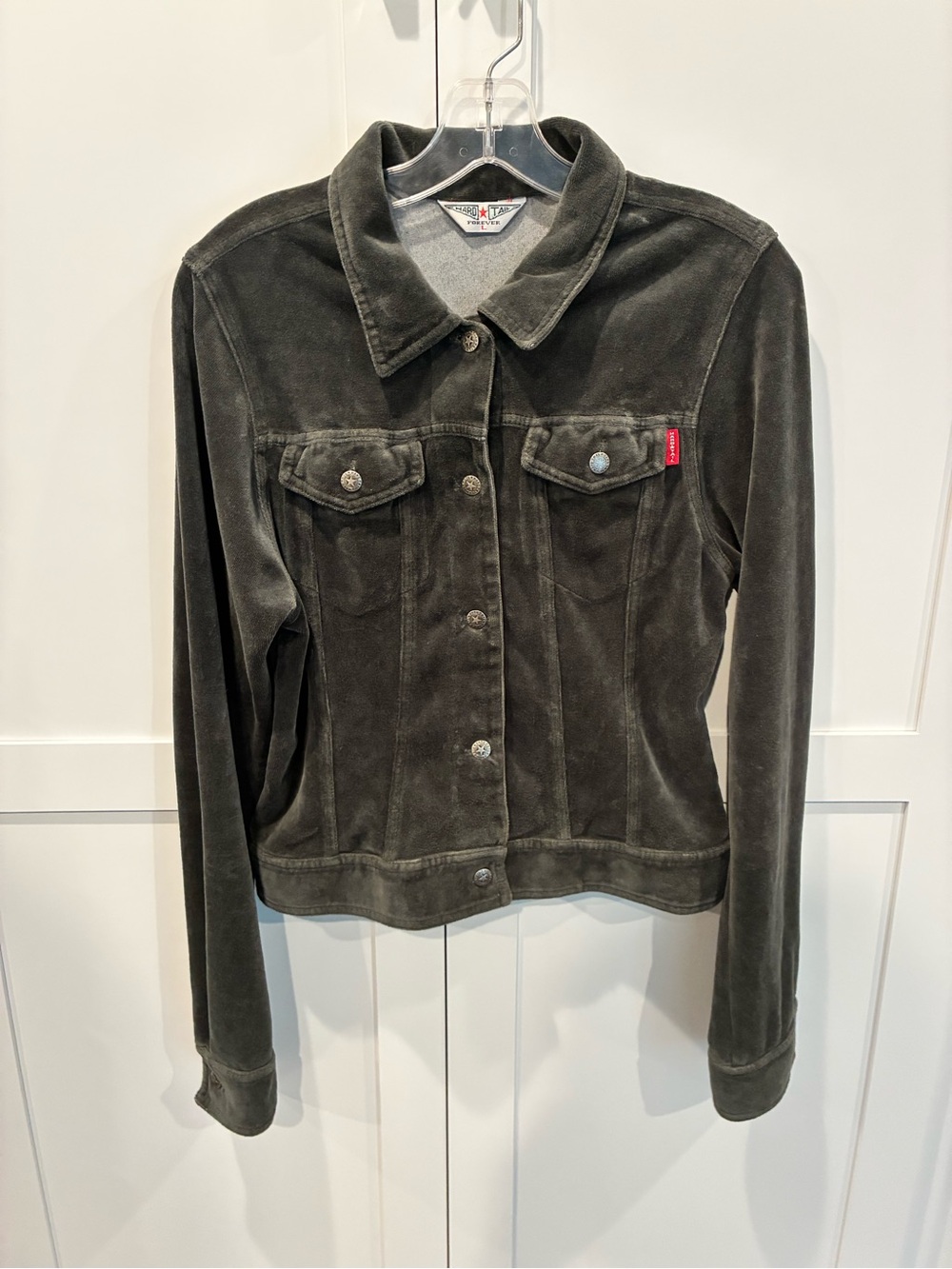 Hard Tail Olive Green Velour Jean Jacket